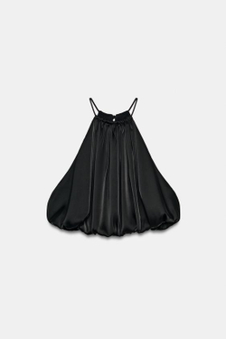 ZARA АТЛАСНЫЙ ТОП-БАЛЛОН, ЧЕРНЫЙ