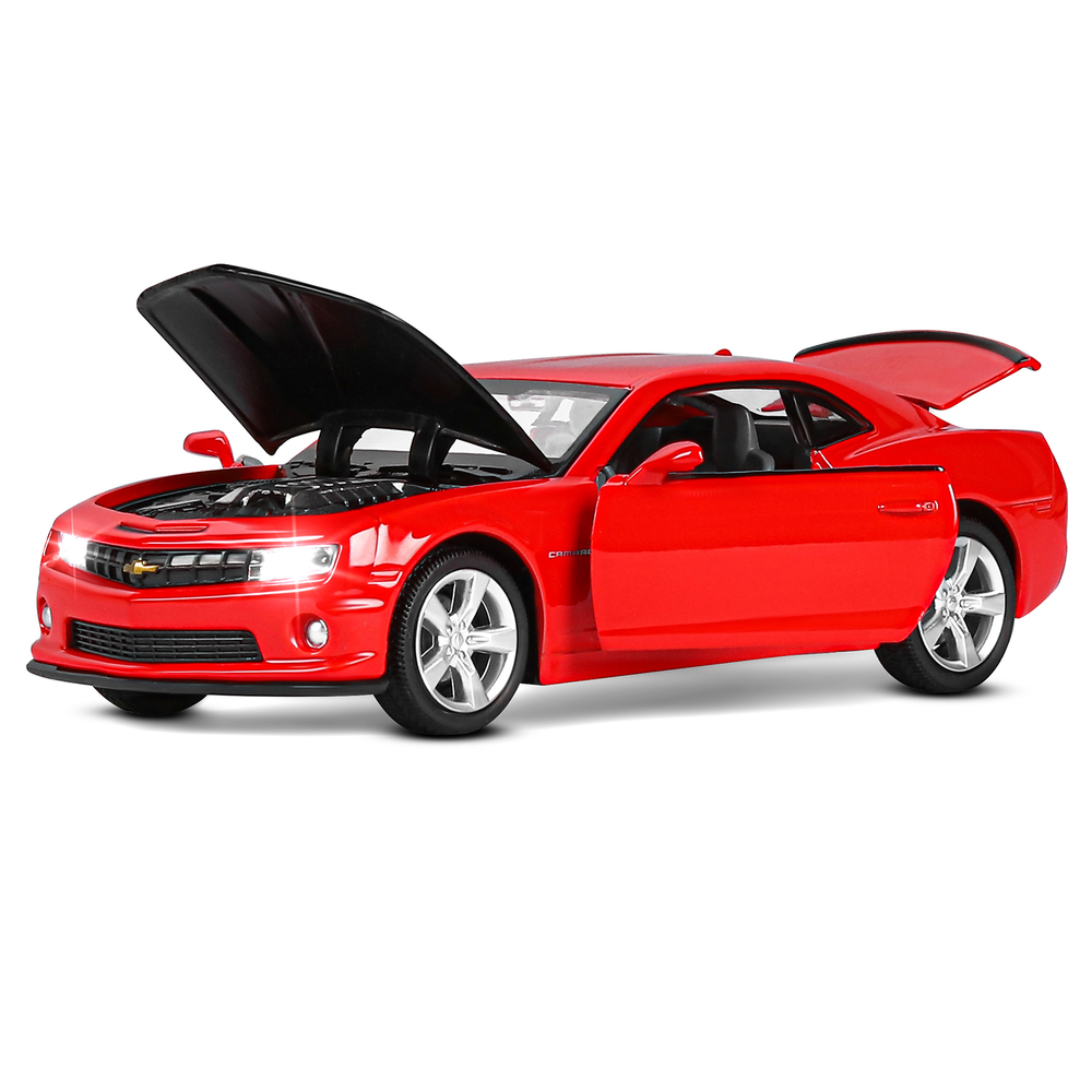 Модель 1:32 Chevrolet Camaro SS, красный, свет, звук, откр. двери, капот и багажник