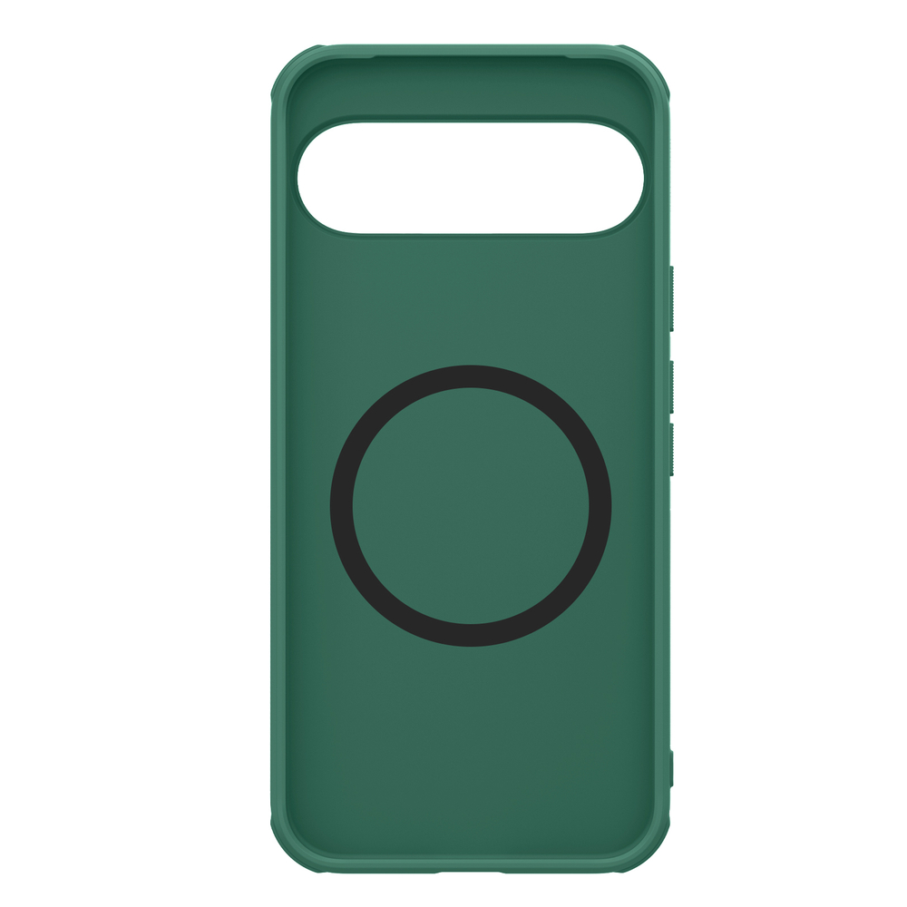 Чехол зеленого цвета (Dark Green) от Nillkin c поддержкой зарядки MagSafe для Google Pixel 9 и 9 Pro, серия Super Frosted Shield Pro Magnetic Case