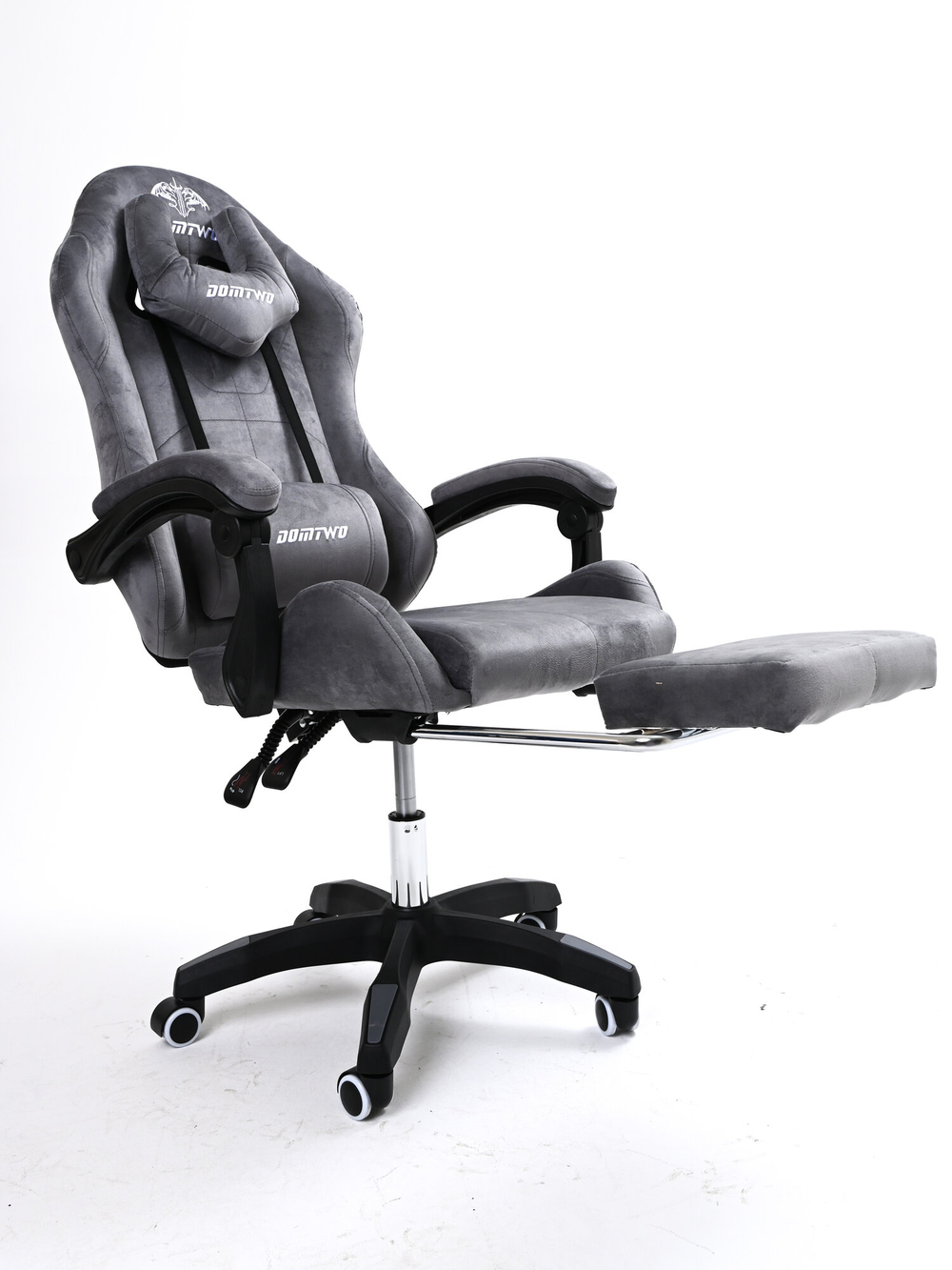 Компьютерное кресло KRESLO COMFORT DOMTWO, игровое, велюр,  с подголовником, цвет: серый
