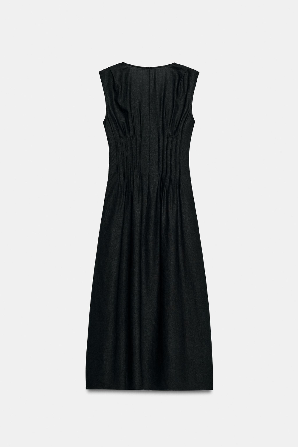 ЛЬНЯНОЕ ПЛАТЬЕ МИДИ С ДЕКОРАТИВНЫМИ ЗАЩИПАМИ — ZARA