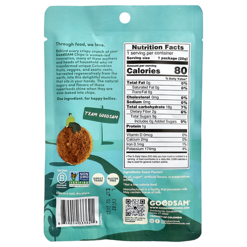GoodSam, Crystal Farms™, хрустящие чипсы, плантан, 20 г