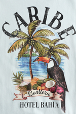 Хлопковая футболка с принтом — Светлый пыльно-голубой/Caribe - H&M