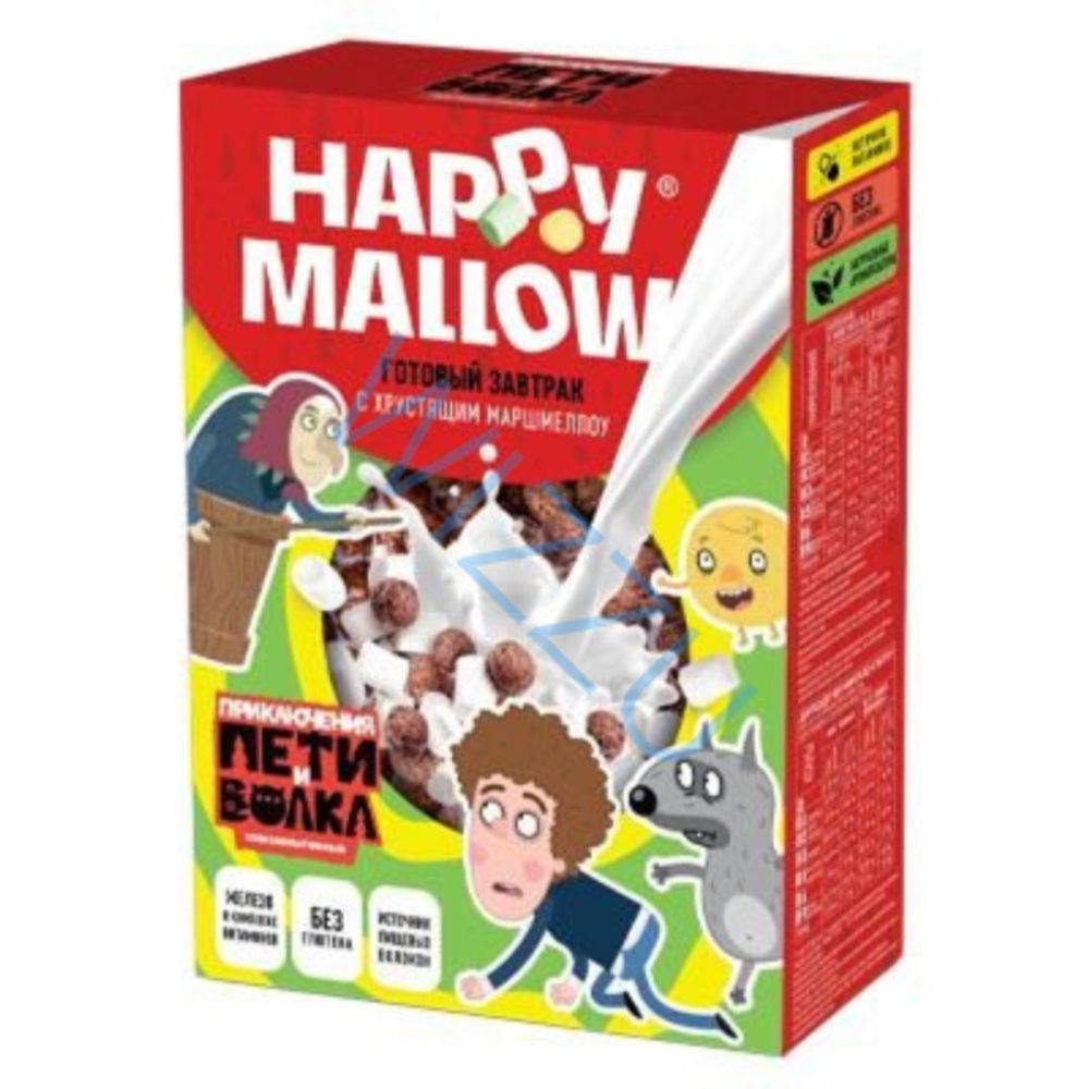 HAPPY MALLOW ПРИКЛЮЧЕНИЯ ПЕТИ И ВОЛКА сухой завтрак с хрустящим маршмеллоу, 240 г.