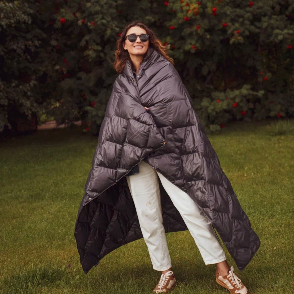 Дорожный плед-пончо пуховый 130х170 German Grass Travel Cape Plaid бирюзовый Бирюзовый