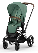 Коляска 3 в 1 Cybex Priam IV Chrome Brown complete и автокресло Aton S2 i-Size Ocean Blue Leaf Green