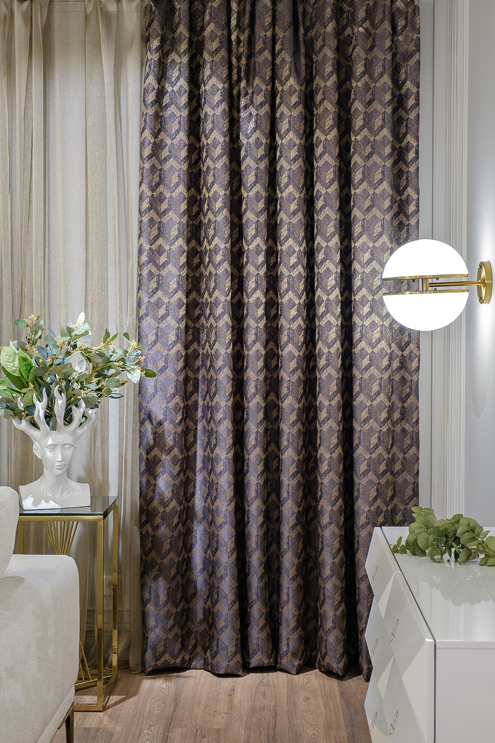 Ткань Портьера 275x260 Garda Decor Modena бронзовая