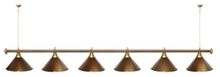Лампа STARTBILLIARDS 6 пл. (плафоны голубые,штанга золотая,фурнитура золото)
