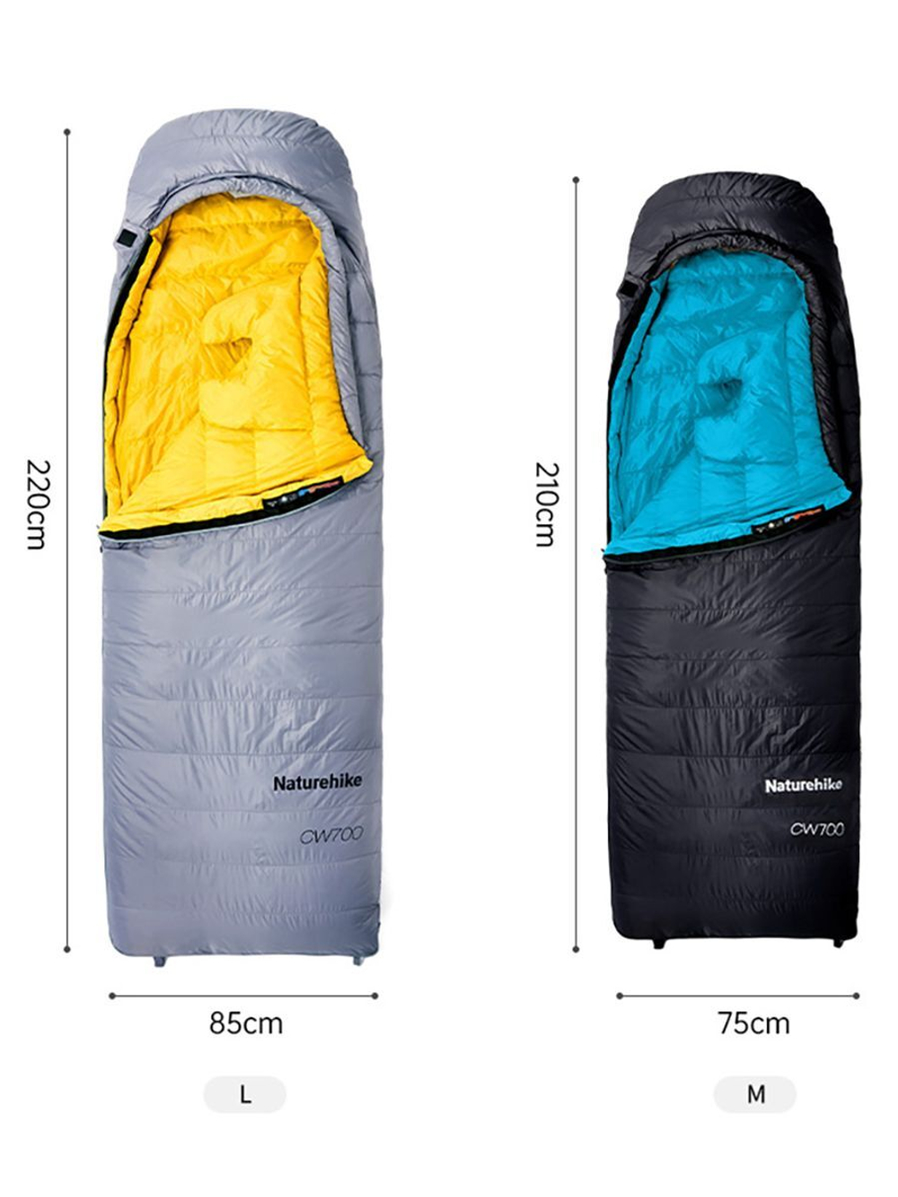 Спальный мешок Naturehike Cicada Wing CW700 CNK2450WS048 утиный пух черный L, 6927595788134