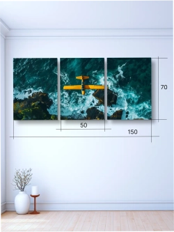 Картина Желтый самолет модульная 50x70см 3шт.