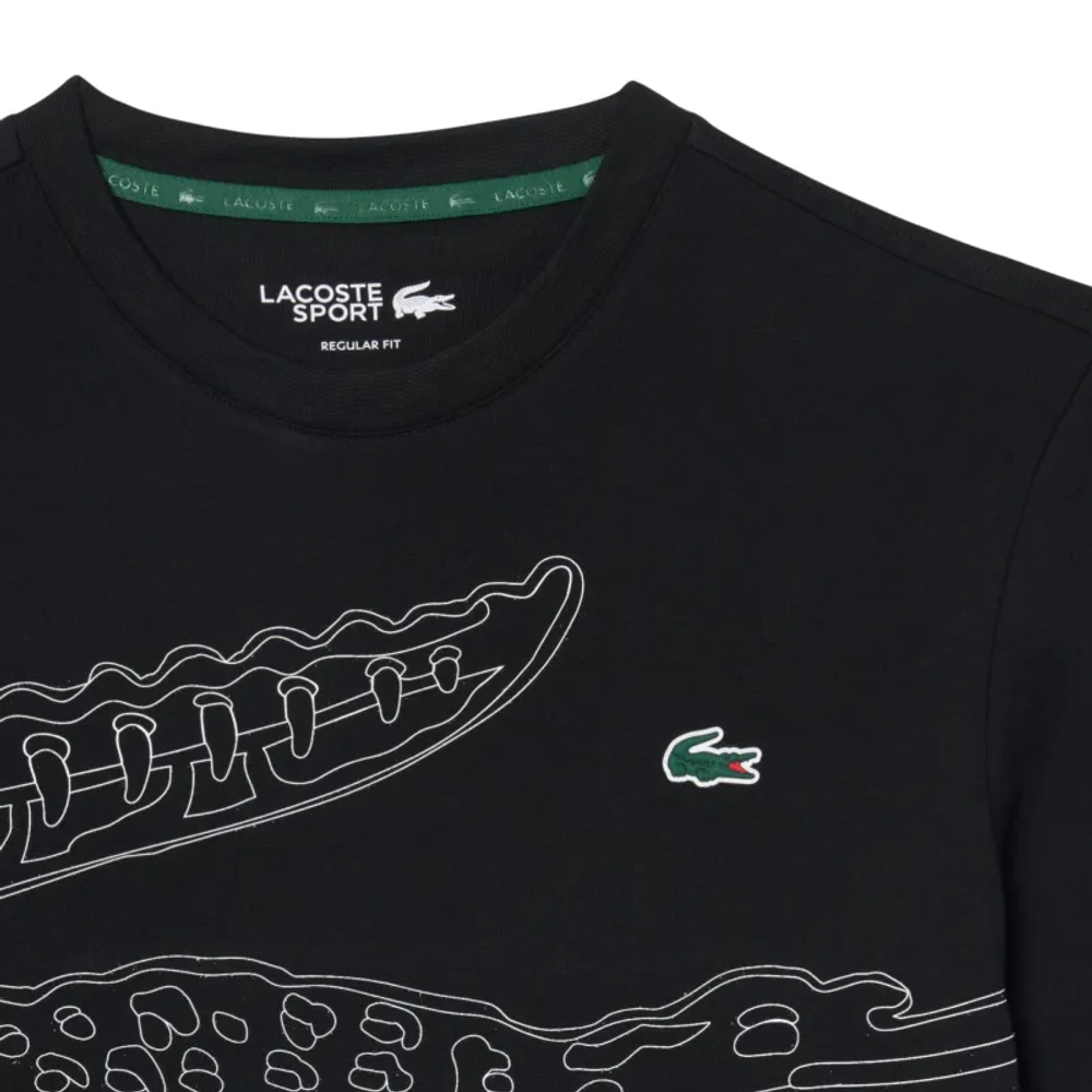 Мужская теннисная футболка Lacoste Ultra Dry Crocodile Print Sport - black/white
