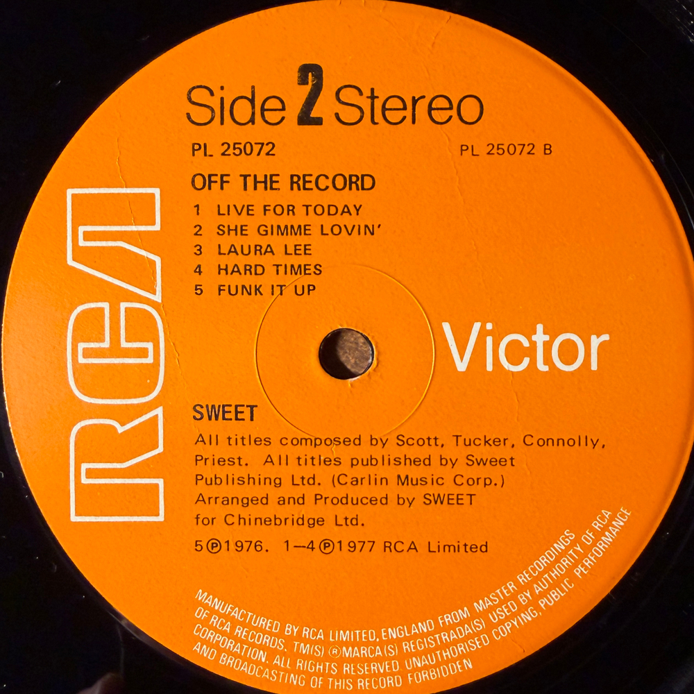 Sweet ‎– Off The Record (Англия 1977г.)