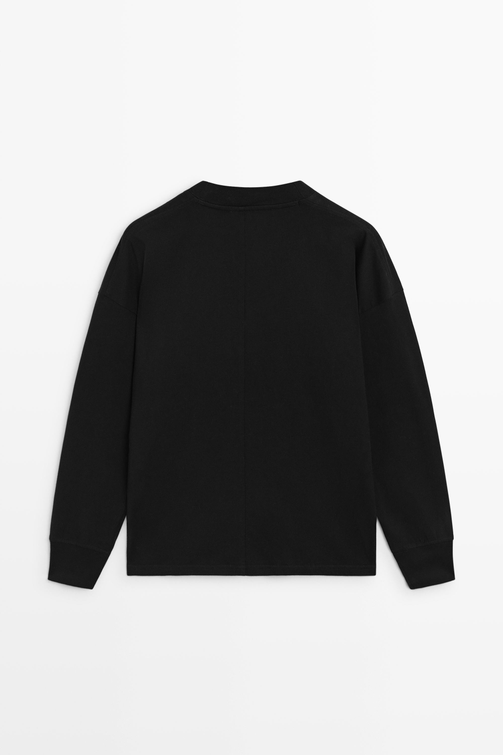 Massimo Dutti Футболка с круглым вырезом и длинными рукавами, черный