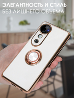 Стильный глянцевый чехол для VIVO V40 / V40 PRO / T3 ULTRA с кольцом-подставкой и бархатной подкладкой