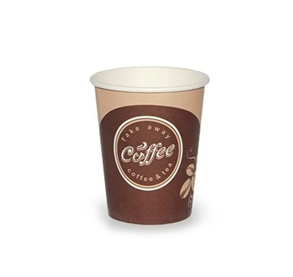 Стакан бумажный 1сл 250 (280) мл d=80мм для горячего Coffee take away