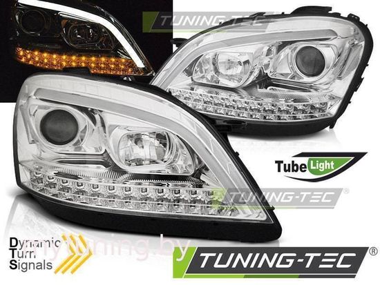 Передние фары Tube Light для Mercedes M-Class W164 (05-08) Dynamic Chrome W222 Look