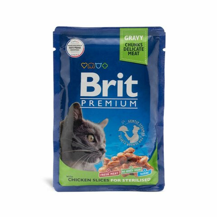 BRIT PREMIUM, Влажный корм, Цыпленок в соусе, 85гр.