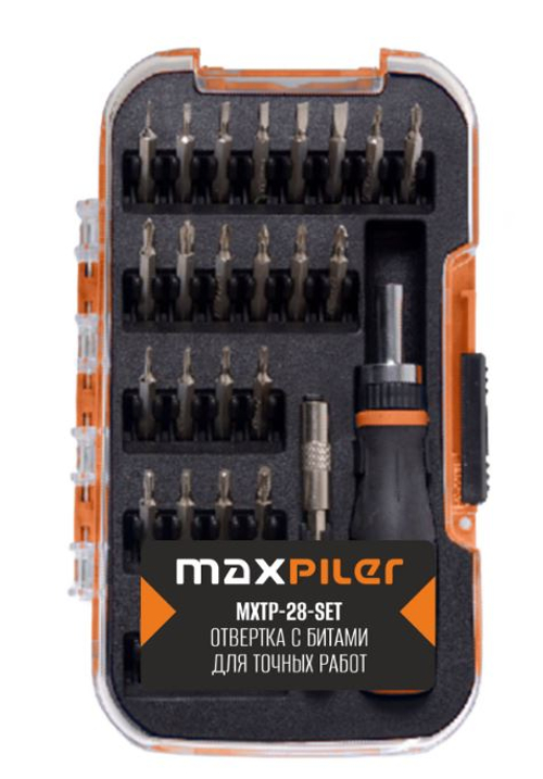 Набор бит для точных работ с рукояткой (28 шт. адаптер, кейс) MXTP-28-SET MX