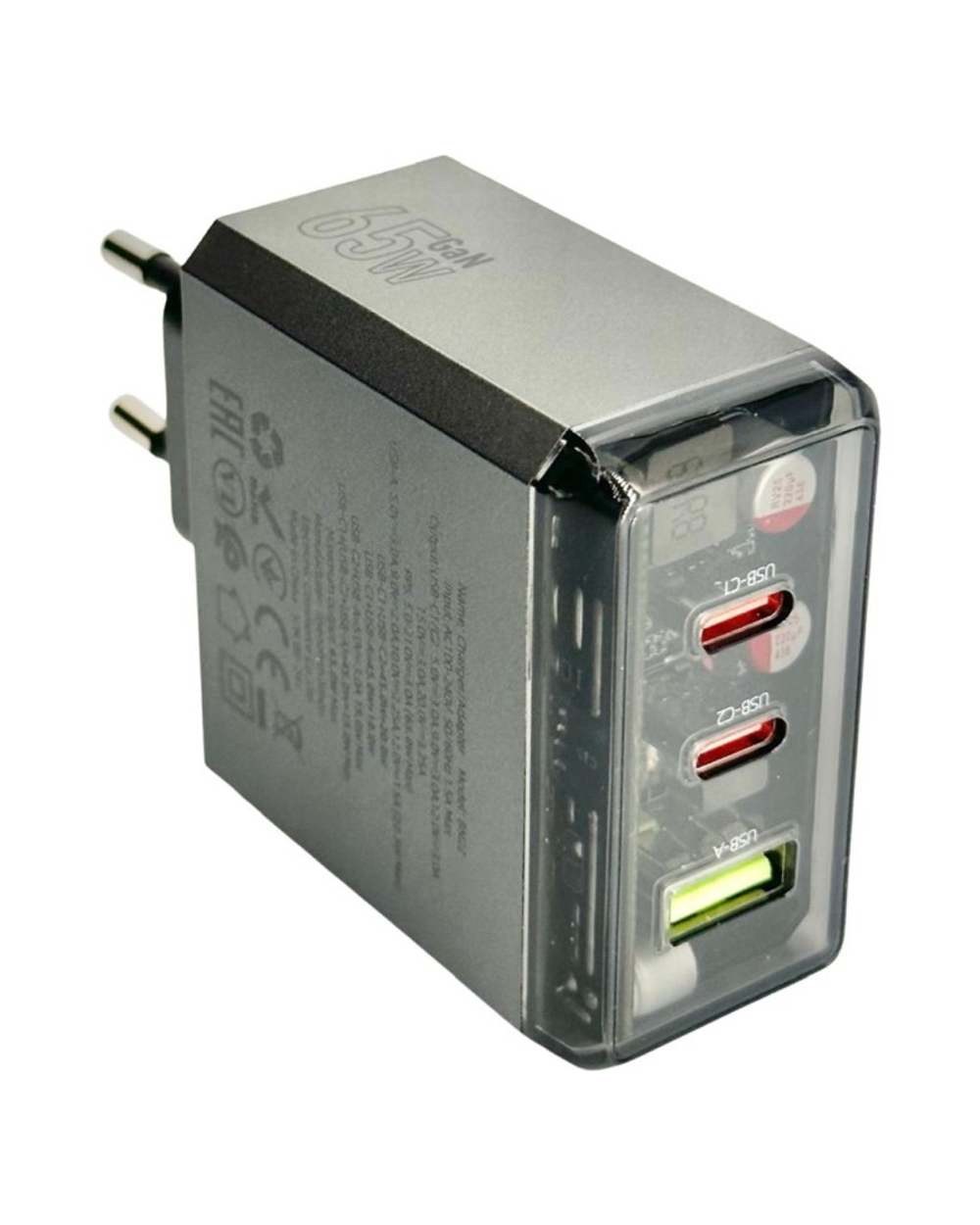 Сетевое зар. устр. Borofone BN22 1USB/2C 22.5W/65W серое