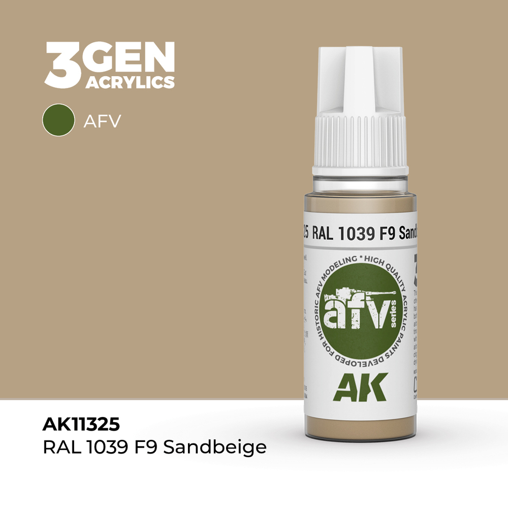 Акриловая краска AK Interactive RAL 1039 F9 Sandbeige 3GEN AFV, 18мл