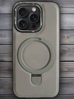 Business style чехол из кожи для IPHONE 14 PRO MAX с кольцом-подставкой и бархатной подкладкой