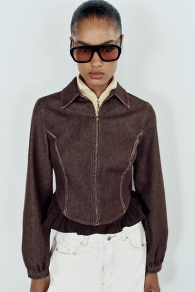 ДЖИНСОВАЯ РУБАШКА Z1975 С КОМБИНИРОВАННЫМ НИЗОМ — ZARA