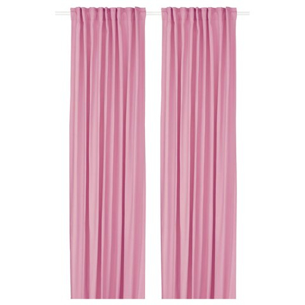 IKEA GINSTMOTT  (ИКЕА ГИНСТМОТТ)  -  Штора, 2 шт - розовый/на ленте 145x300 см