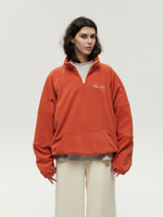 Drawstring Half-Zipped Sweatshirt Orange