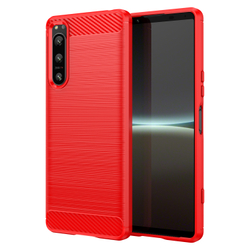 Красный чехол для смартфона Sony Xperia 5-IV Mark 4, серии Carbon (в стиле карбон) от Caseport