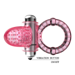 Розовое эрекционное виброкольцо 4,2см с язычком Baile Sweet Vibro Ring BI-014081