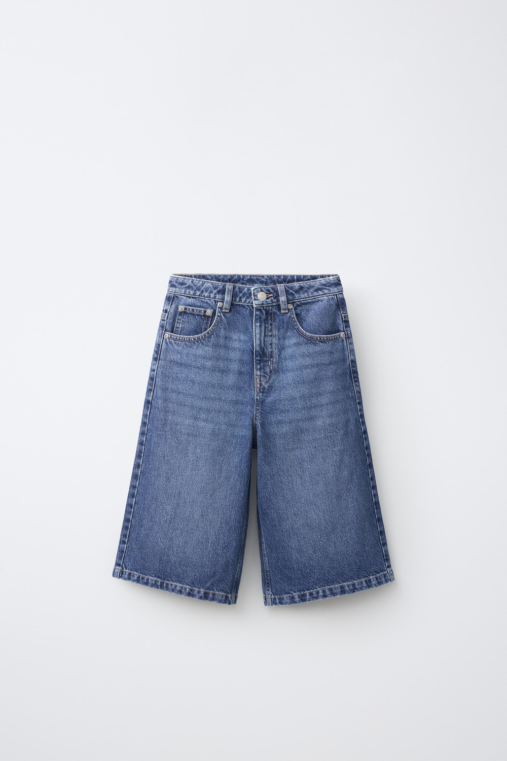 ZARA- FRUIT OF THE LOOM™ ДЛИННЫЕ ДЖИНСОВЫЕ ШОРТЫ, СИНИЙ