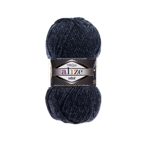 Пряжа Alize (Ализе) Superlana Midi / уп.5 мот. по 100 г, 170м, 805 темно-синий жаспе A