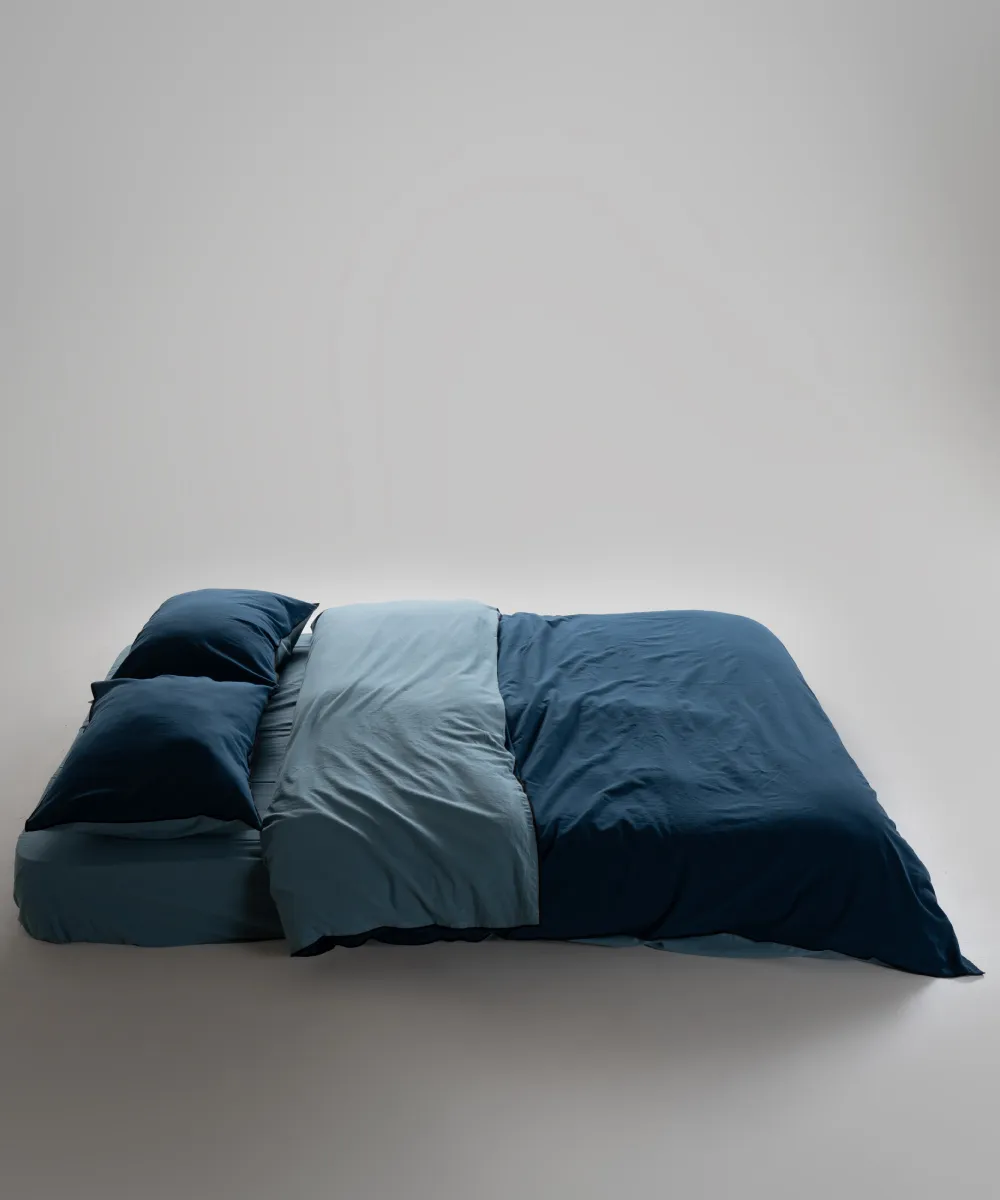Lımasso КПБ 4 пр. Stonewashed Essualte Akdeniz Blue-Dress Blue пододеяльник 200*220, простынь 240*260, наволочки 50*70 2шт — фото 2