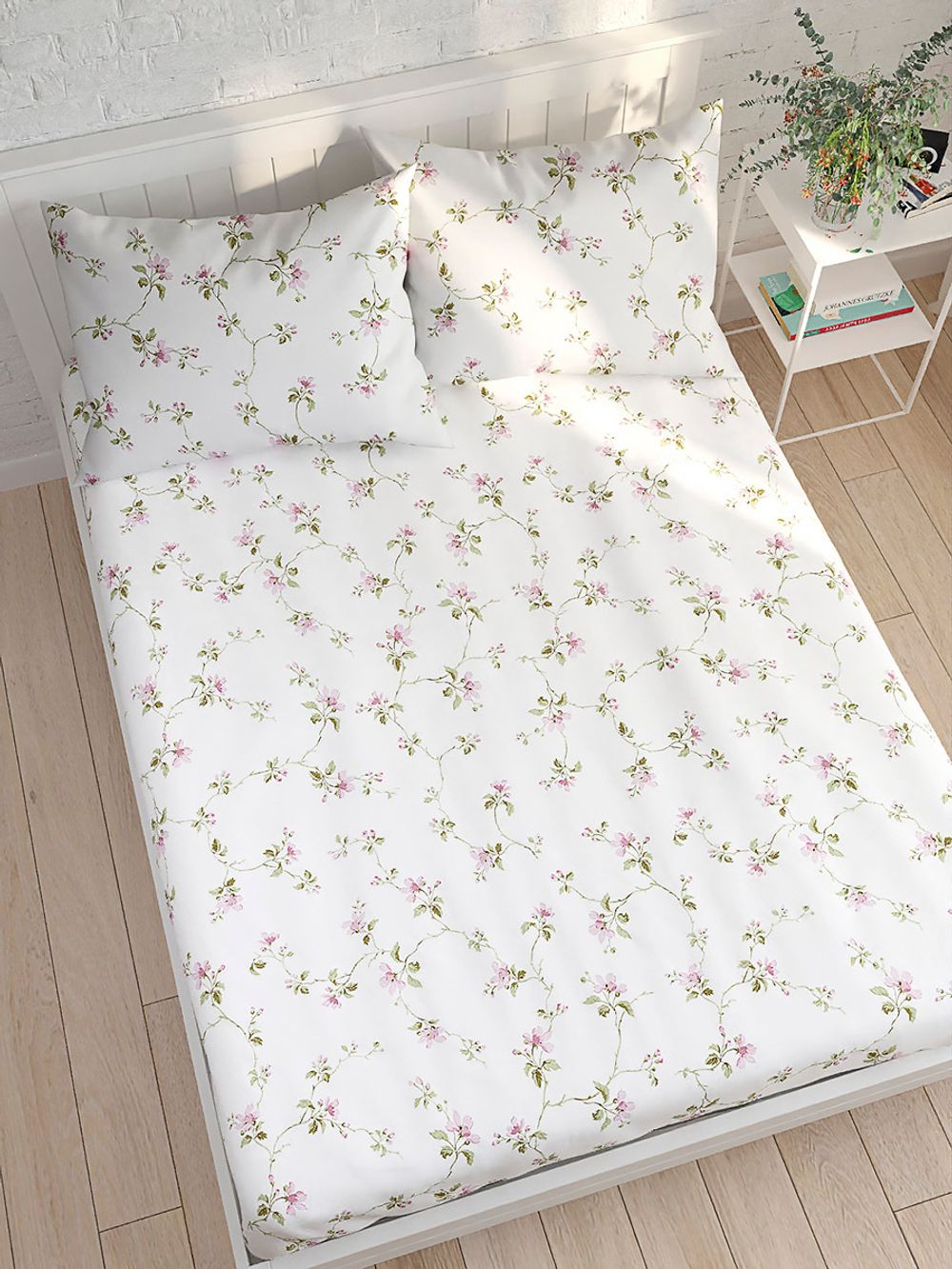 Постельное белье сатин Milky Garden "Весна" евро Наволочка 50x70 см 2 шт Простынь 240x215 см Пододеяльник 200x215 см