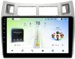 Магнитола для Toyota Vitz 2, Yaris 2 2005-2011 (рамка серебро) - Teyes CC4L монитор 9" IPS, Android 14, Быстрая, Snapdragon 662, CarPlay, 4G SIM-слот