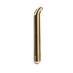 Золотистый вибратор с загнутым кончиком 5-Function Precious Metal Slims Slender G s - 14 см. (Цвет: золото)