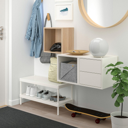 IKEA EKET  (ИКЕА ЕКЕТ)  -  Комбинация навесных шкафов - имитация дуба беленого/белый 105x35x70 см