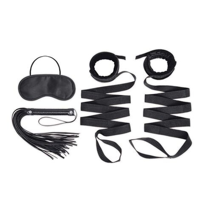 Эротический набор 4PC Bondage Bed Strap & Flogger Kit (Цвет: черный)