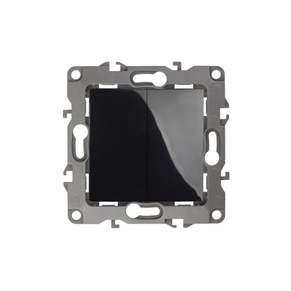 12-1104-06 ЭРА Выключатель двойной, 10АХ-250В, IP20, Эра12, чёрный | Эра 12