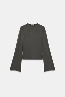 ZARA ФУТБОЛКА С ШИРОКИМИ ДЛИННЫМИ РУКАВАМИ, АНТРАЦИТОВО-СЕРЫЙ