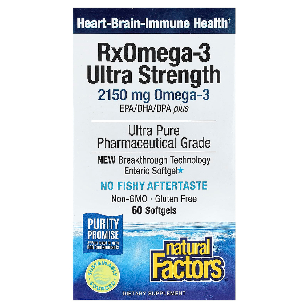 Natural Factors, RxOmega-3, 60 капсул (1570 мг в 1 капсуле)