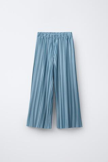 ZARA ПЛИССИРОВАННЫЕ БРЮКИ, СИНИЙ