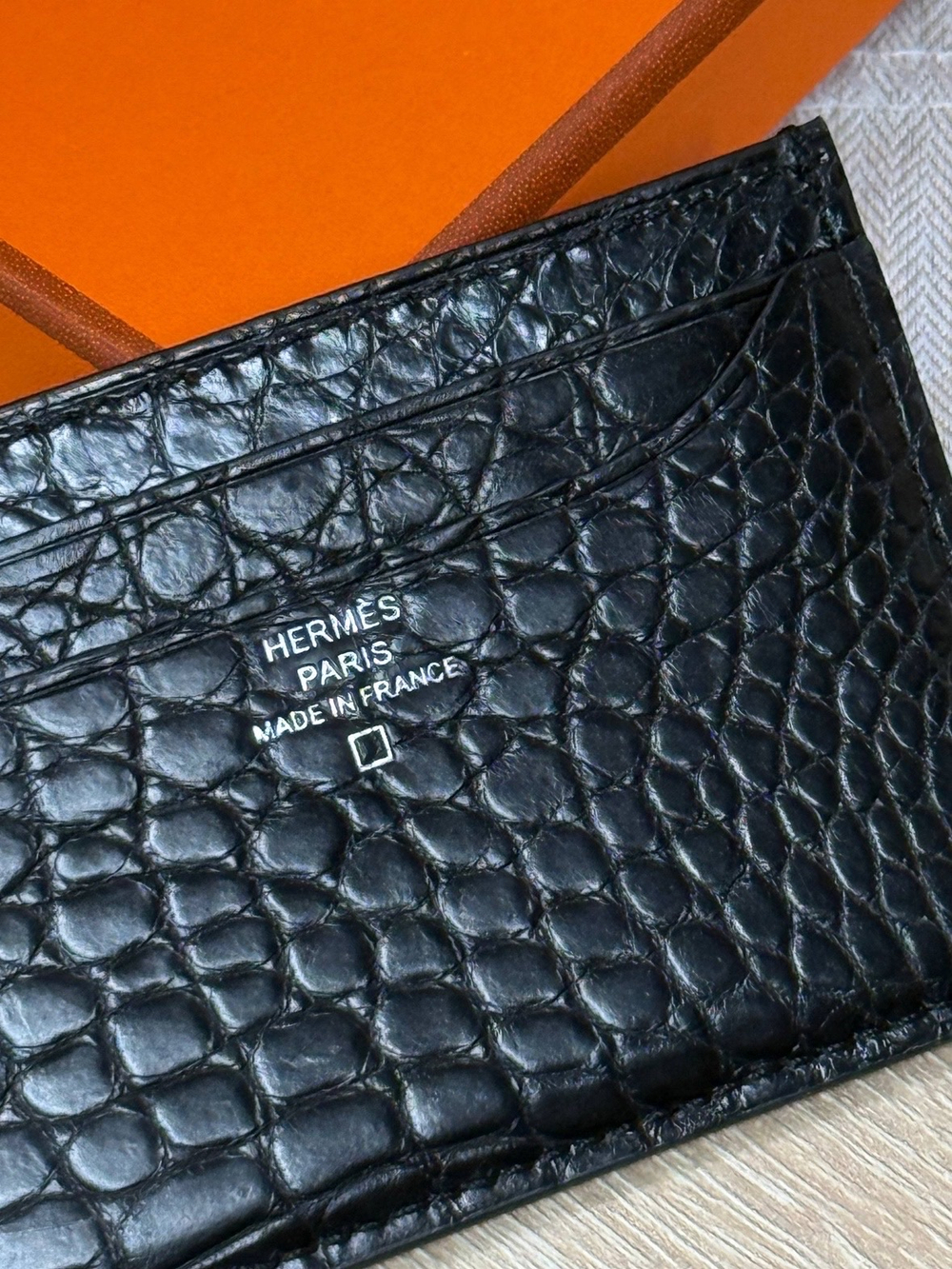 Картхолдер Hermes из кожи крокодила