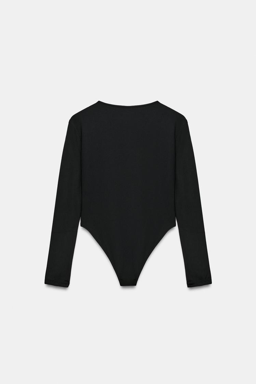 ZARA БОДИ ИЗ ПОЛИАМИДА С ДЛИННЫМИ РУКАВАМИ, ЧЕРНЫЙ
