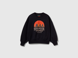 Benetton Толстовка из 100% хлопка c принтом «Stranger Things», черный