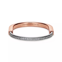 Браслет из розового и белого золота 18k с бриллиантами , Tiffany 💠 Lock with half Pave