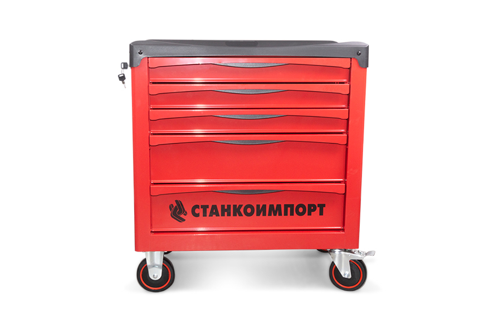 Тележка инструментальная КРАСНАЯ на колесах 5 ящиков BTD251