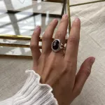 Кольцо Винтажное с вишневым янтарем