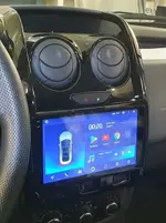 Магнитола для Renault Duster 1 2015-2020, Lada Largus 2021+ (мультируль/джойстик, рамка большая глянец) - FarCar BM3008M-2K монитор 9.5" 2K QLED на Android 14, Быстрая, CarPlay, 4G SIM-слот