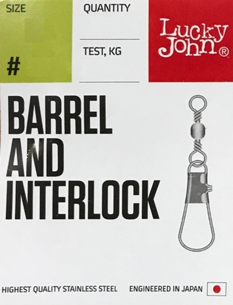 Вертлюги c застеж. BARREL AND INTERLOCK Black 016, 9 кг., 10шт.